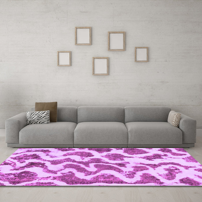 Machine Washable Abstract Purple Modern Area Rugs in a Living Room, wshabs923pur