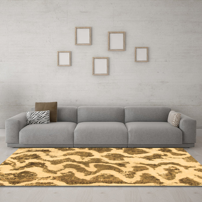 Machine Washable Abstract Brown Modern Rug in a Living Room,, wshabs923brn