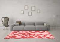 Machine Washable Abstract Red Modern Rug, wshabs923red