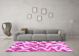 Machine Washable Abstract Pink Modern Rug in a Living Room, wshabs923pnk