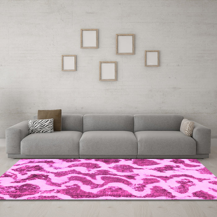 Machine Washable Abstract Pink Modern Rug in a Living Room, wshabs923pnk