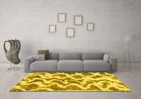 Machine Washable Abstract Yellow Modern Rug, wshabs923yw