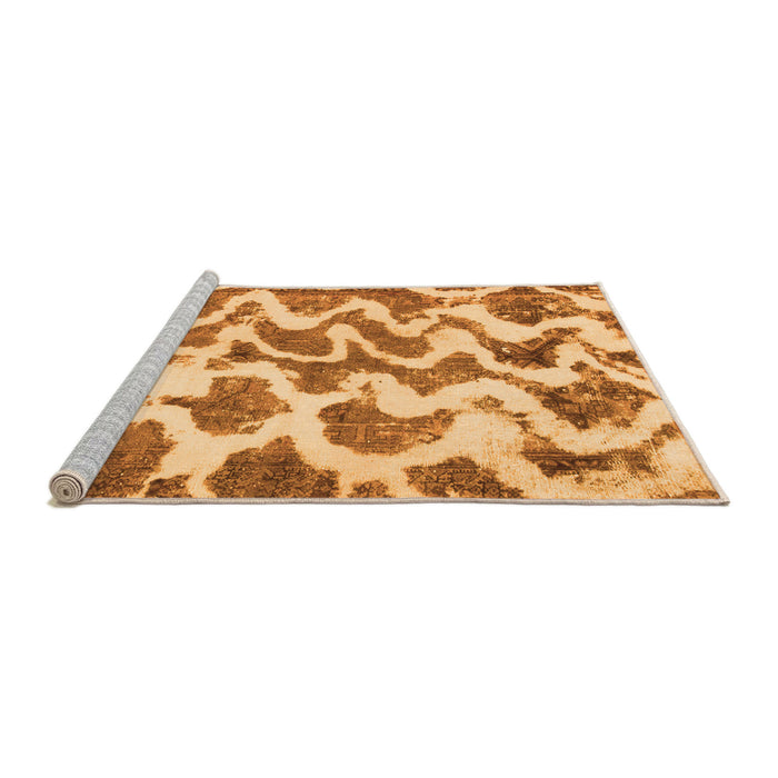 Sideview of Machine Washable Abstract Orange Modern Area Rugs, wshabs923org
