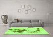 Machine Washable Abstract Green Modern Area Rugs in a Living Room,, wshabs924grn