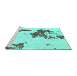 Sideview of Machine Washable Abstract Turquoise Modern Area Rugs, wshabs924turq