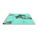 Sideview of Machine Washable Abstract Turquoise Modern Area Rugs, wshabs924turq