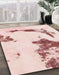 Abstract Light Coral Pink Modern Rug in Family Room, abs924