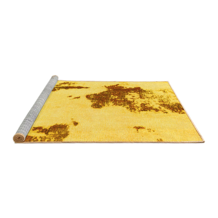 Sideview of Machine Washable Abstract Yellow Modern Rug, wshabs924yw