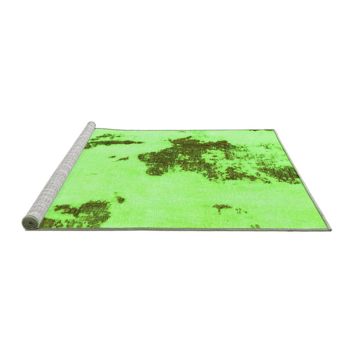 Sideview of Machine Washable Abstract Green Modern Area Rugs, wshabs924grn