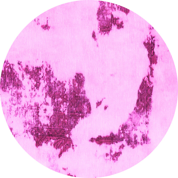 Round Machine Washable Abstract Pink Modern Rug, wshabs924pnk