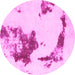 Round Machine Washable Abstract Pink Modern Rug, wshabs924pnk