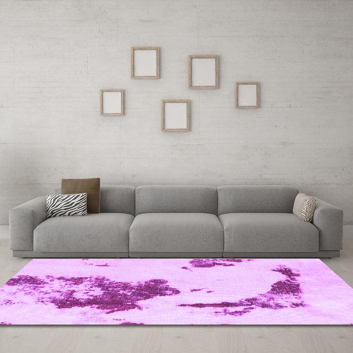 Machine Washable Abstract Purple Modern Area Rugs in a Living Room, wshabs924pur