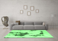 Machine Washable Abstract Emerald Green Modern Rug, wshabs924emgrn