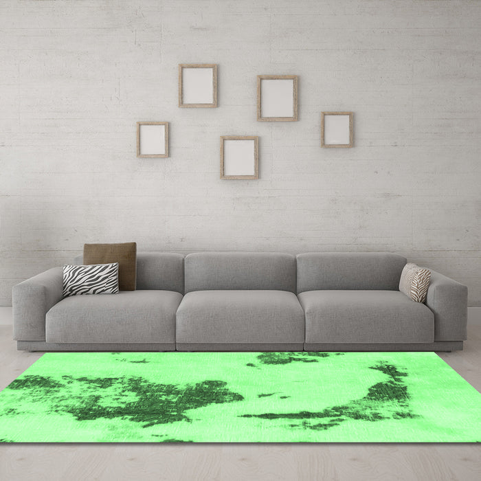 Machine Washable Abstract Emerald Green Modern Area Rugs in a Living Room,, wshabs924emgrn