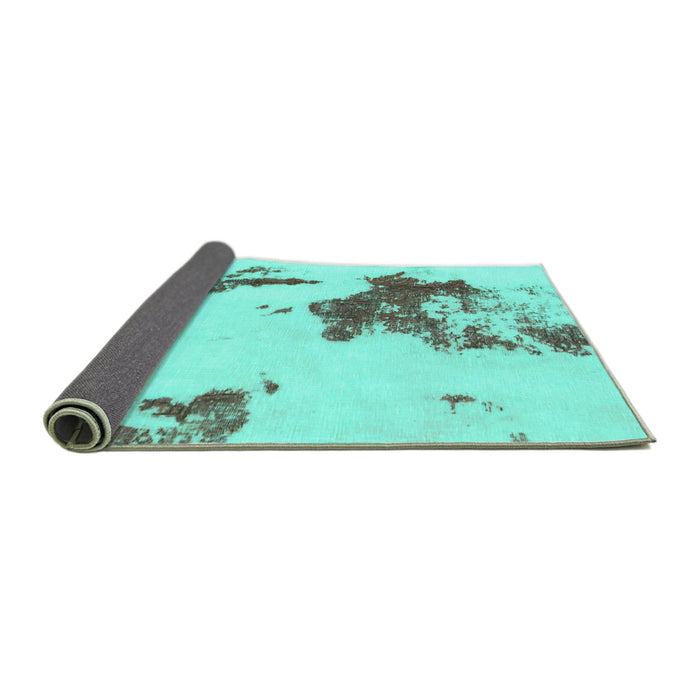Sideview of Abstract Turquoise Modern Rug, abs924turq
