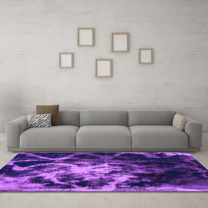 Machine Washable Abstract Purple Modern Area Rugs in a Living Room, wshabs925pur