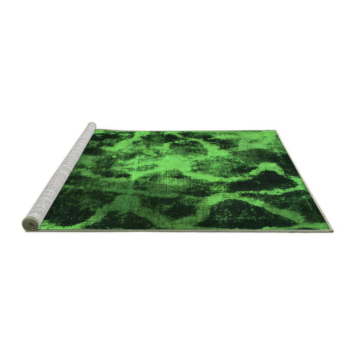 Sideview of Machine Washable Abstract Green Modern Area Rugs, wshabs925grn