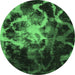 Round Machine Washable Abstract Emerald Green Modern Area Rugs, wshabs925emgrn