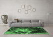 Machine Washable Abstract Emerald Green Modern Area Rugs in a Living Room,, wshabs925emgrn