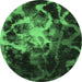 Round Abstract Emerald Green Modern Rug, abs925emgrn