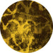 Round Abstract Yellow Modern Rug, abs925yw