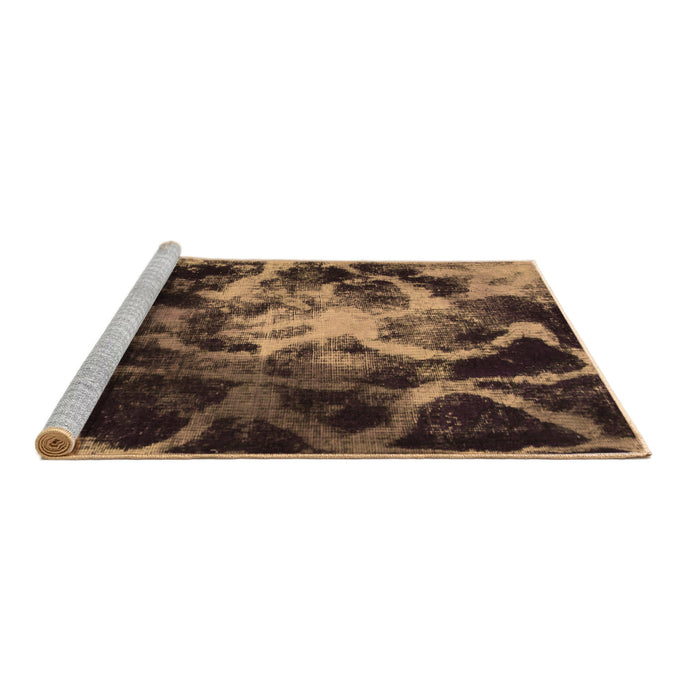 Sideview of Machine Washable Abstract Brown Modern Rug, wshabs925brn
