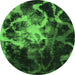 Round Abstract Green Modern Rug, abs925grn