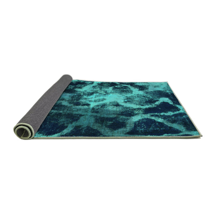 Sideview of Abstract Turquoise Modern Rug, abs925turq