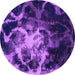 Round Machine Washable Abstract Purple Modern Area Rugs, wshabs925pur