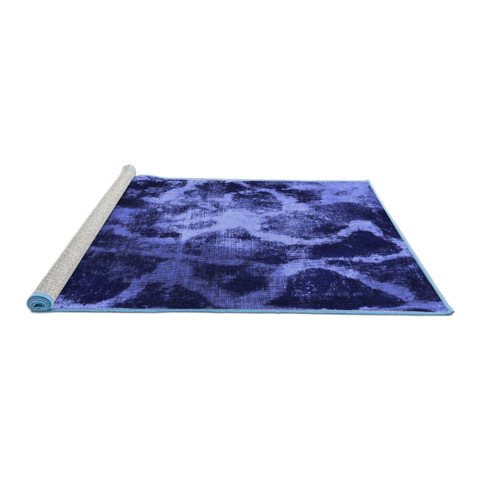 Sideview of Machine Washable Abstract Blue Modern Rug, wshabs925blu