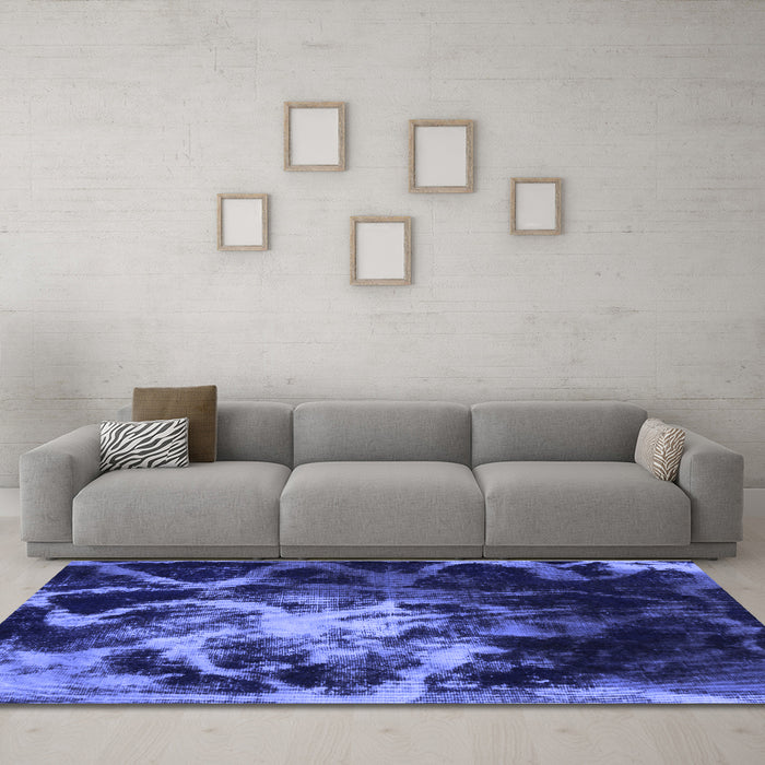 Machine Washable Abstract Blue Modern Rug in a Living Room, wshabs925blu