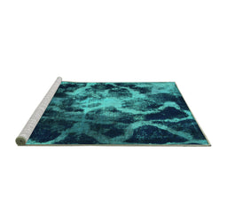 Sideview of Machine Washable Abstract Turquoise Modern Area Rugs, wshabs925turq