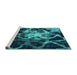 Sideview of Machine Washable Abstract Turquoise Modern Area Rugs, wshabs925turq