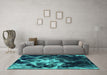 Machine Washable Abstract Turquoise Modern Area Rugs in a Living Room,, wshabs925turq