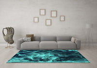 Machine Washable Abstract Turquoise Modern Rug, wshabs925turq