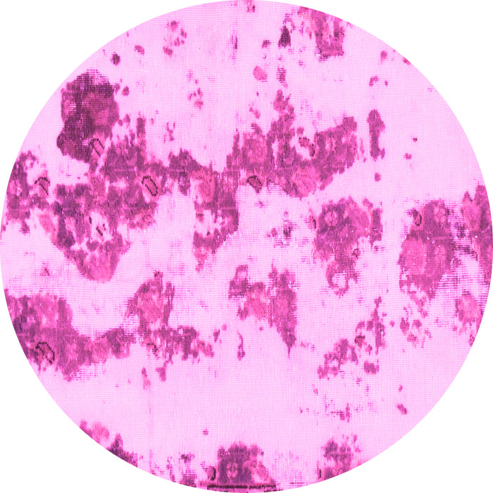 Round Machine Washable Abstract Pink Modern Rug, wshabs926pnk