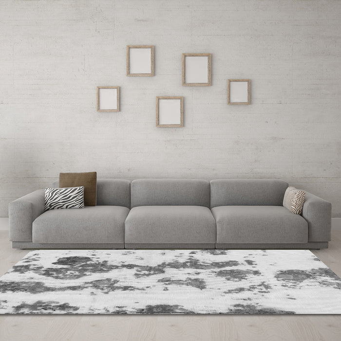 Machine Washable Abstract Gray Modern Rug in a Living Room,, wshabs926gry