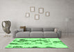 Machine Washable Abstract Emerald Green Modern Area Rugs in a Living Room,, wshabs926emgrn