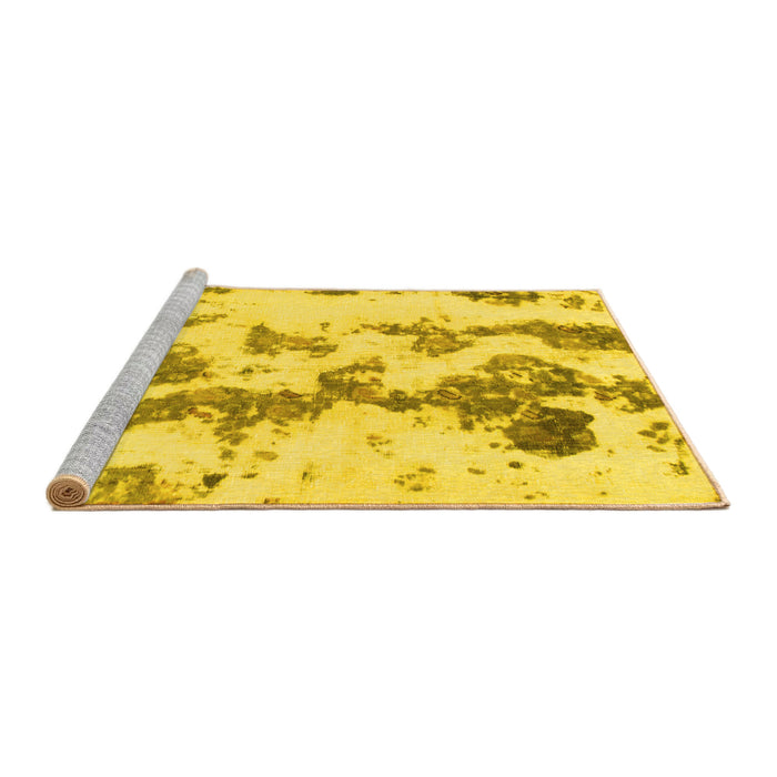 Sideview of Machine Washable Abstract Yellow Modern Rug, wshabs926yw