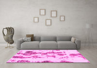 Machine Washable Abstract Pink Modern Rug, wshabs926pnk