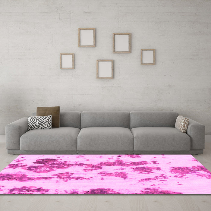 Machine Washable Abstract Pink Modern Rug in a Living Room, wshabs926pnk