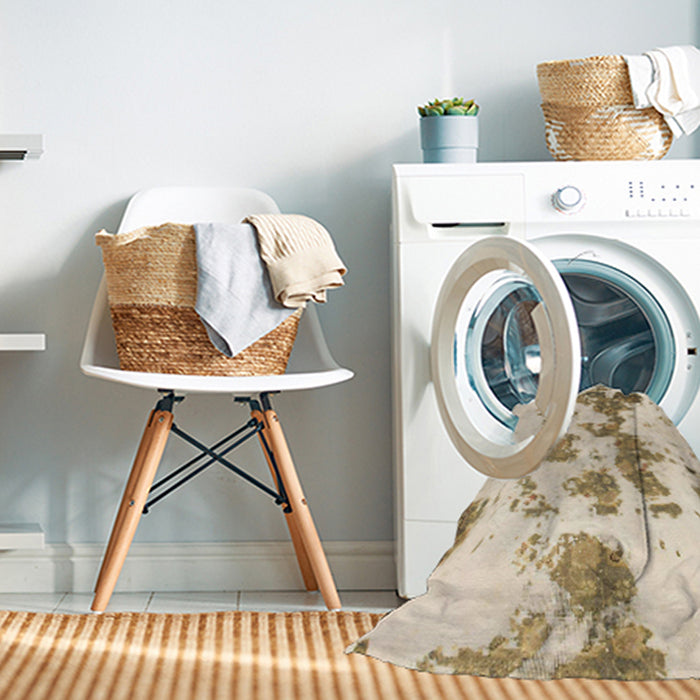 Machine Washable Abstract Brass Green Rug in a Washing Machine, wshabs926