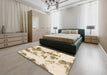 Abstract Copper Green Modern Rug in a Bedroom, abs926