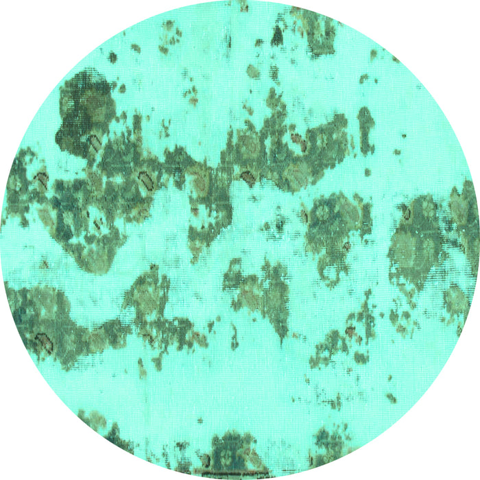 Round Abstract Turquoise Modern Rug, abs926turq