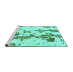Sideview of Machine Washable Abstract Turquoise Modern Area Rugs, wshabs926turq