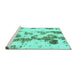 Sideview of Machine Washable Abstract Turquoise Modern Area Rugs, wshabs926turq