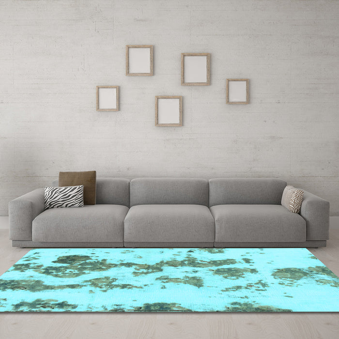 Machine Washable Abstract Light Blue Modern Rug in a Living Room, wshabs926lblu