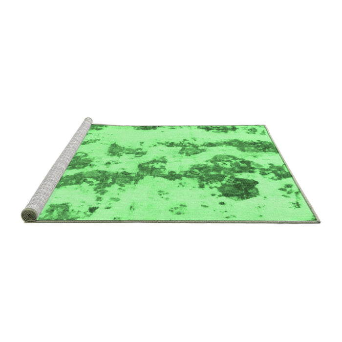 Sideview of Machine Washable Abstract Emerald Green Modern Area Rugs, wshabs926emgrn
