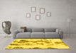 Machine Washable Abstract Yellow Modern Rug in a Living Room, wshabs926yw