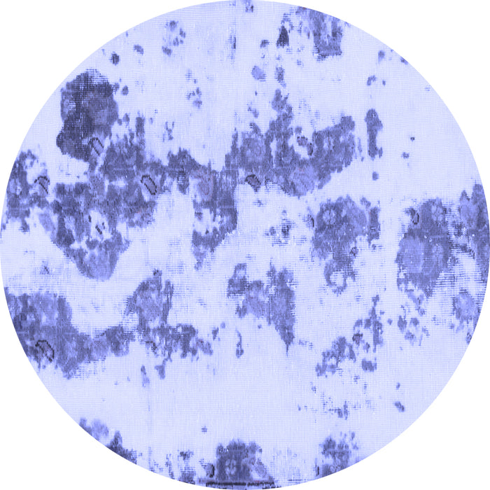 Round Abstract Blue Modern Rug, abs926blu